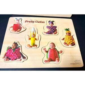2 Real life food & baby photo puzzles pictures underneath preowned great shape